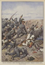 Unsere Helden, in Kars-Bu-Adi, Hauptmann Civardi, verwundet, stürmt unter den Ersten voran