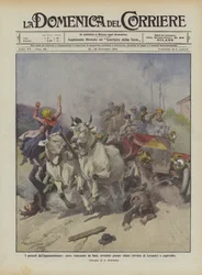 Die Gefahren des Automobilismus, von Ochsen gezogener Wagen bei Altare (Riviera di Levante) angefahren und umgestürzt