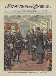 Der Präsident der Vereinigten Staaten stellt die Friedensbevollmächtigten an Bord seiner Yacht vor