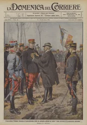 Präsident Poincare überreicht Generalissimo Joffre die Militärmedaille für Tapferkeit