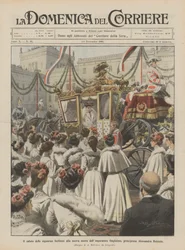 Der Gruß der Berliner Damen an die neue Schwiegertochter des Kaisers Wilhelm, Prinzessin Alexandra Holstein