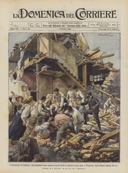 Das Erdbeben in Kalabrien, ein Mädchen lebend aus den Trümmern eines Hauses gerettet