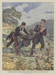 Die Verhaftung des berühmten Banditen Musolino bei Acqualagna, Bezirk Urbino