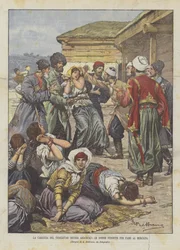 Die Hungersnot in Turkestan (Russland Asien), Frauen werden aus Hunger auf dem Markt verkauft