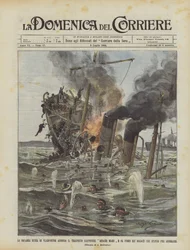 Das russische Geschwader von Wladiwostok versenkt den japanischen Transporter Hitachi Maru und feuert auf