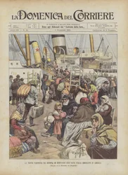 Der traurige Abschied von Genua der Bauern aus Norditalien, die nach Amerika auswandern