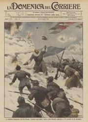 Die glorreiche Rückeroberung des Pal Piccolo, der Angriff der Alpini, während der Schlacht erscheinen