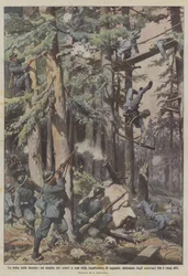 Der Kampf in den Wäldern, ein Angriff unserer Truppen auf eines der von den Österreichern errichteten Hinterhalte