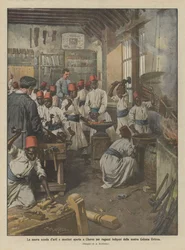 Die neue Kunst- und Handwerksschule in Cheren für einheimische Jungen unserer Kolonie Eritrea eröffnet