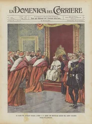 Die Feierlichkeiten zum päpstlichen Jubiläum in Rom, Papst Leo XIII. erhält die Glückwünsche des Heiligen Kollegiums