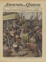 Die Ereignisse des italienisch-türkischen Krieges, Ankunft der Italiener, hauptsächlich Arbeiter, in Neapel