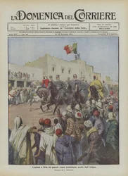 Der triumphale Einzug von General Lequio in Zavia, von den Einheimischen begeistert empfangen