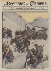 Der Winter und der Krieg, mühsamer Vormarsch der österreichischen Truppen in Serbien unter starkem Schneefall