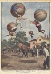 Die neueste amerikanische Erfindung, der Babyballon, der mit Helium aufgeblasen wird und es ermöglicht, dass...