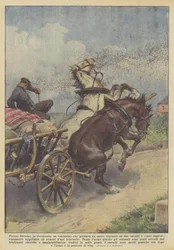 Bei Stendal in Deutschland wurde ein Bauer, der einen von zwei Pferden gezogenen Wagen lenkte...