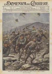 Wenn man die Schützengräben verlässt, der überwältigende Ansturm eines Angriffs auf dem Karst, mit dem Ruf Savoia!