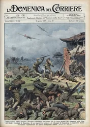 Zweiter Japanisch-Chinesischer Krieg (1937-1945): Zusammenstöße zwischen japanischen und chinesischen Waffen in der Nähe von Peking, die Japaner vernichten schnell ein ganzes chinesisches Bataillon. Illustration von Achille Beltrame aus 
