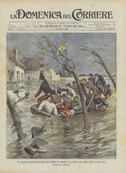 Ein Vorfall bei den Überschwemmungen im Veneto nach dem Bruch des Piave-Flusses in San Dona