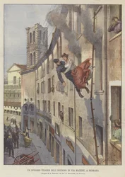 Ein tragisches Ereignis des Brandes in der Via Mazzini in Ferrara