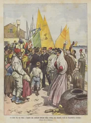 Ein Held unter den Demütigen, die Ankunft von Kapitän Zennaro in seiner armen Heimatinsel Pellestrina (Venedig)