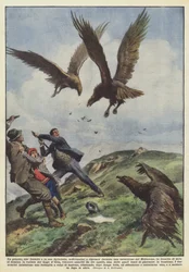 Ein Ausflügler, sein Bruder und seine kleine Tochter, die sich während einer Wanderung ausruhten