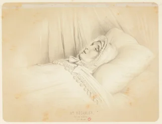 Madame Récamier (Juliette Récamier) auf ihrem Sterbebett am 11. Mai 1849