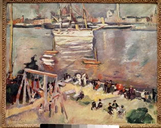 Einlaufen einer Korvette in den Hafen von Antwerpen