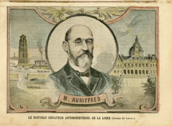 Illustration von Achille Lemot (1846-1909) in Le Pelerin, 06/11/04 - Der neue antiministerielle Senator der Loire - Senat, Loire - Senator, Audiffred Honore (1840-1917)