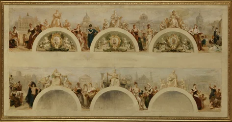 Die Stadt Paris bietet allen Nationen die Gastfreundschaft ihrer Kunstschulen, Museen und wissenschaftlichen Einrichtungen - Skizze für die Eingangshalle des Hôtel de Ville de Paris