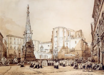 Prozession auf der Piazza San Domenico Maggiore in Neapel
