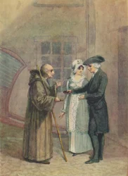 Yorik, der Mönch und Madame L- im Hof des Gasthauses in Calais, um 1760er, 1942