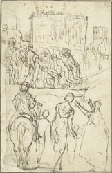 Josephus wird von Nicanor vor Kaiser Vespasianus geführt