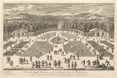 Ansicht des großen Parterres und der Halbmond von Richelieu