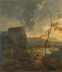 Italienische Landschaft mit antikem Tempietto