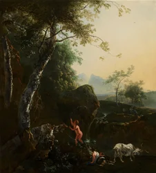 Gebirgslandschaft mit Wasserfall