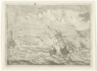 Meeresansicht mit Schiff in Not