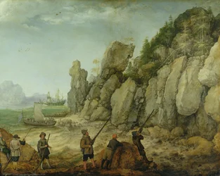 (Detail) Wildziegenjagd an der Küste, 1620
