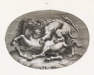 Spiegel der römischen Pracht: Löwe greift ein Pferd an, ca. 1540-80