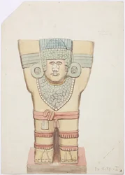 Karyatide I, äußere Kammer, Oberer Tempel der Jaguare (Tempel A), Chichen Itza, Mexiko