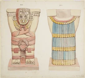 Karyatide XIV aus der äußeren Kammer, Oberer Tempel der Jaguare (Tempel A), Großer Ballspielplatz, Chichen Itza, Mexiko