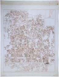 Kopie eines Wandgemäldes, Oberer Tempel der Jaguare, Südende, Westwand, Oberer Tempel der Jaguare, Chichen Itza, Mexiko