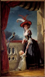Ganzkörperporträt von Louise Elisabeth von Frankreich (Tochter Ludwigs XV.), Herzogin von Parma (1727-1759), und ihrem Sohn Don Ferdinand (1751-1802). Gemälde von Adélaïde Labille-Guiard (1749-1803), 1788. Maße: 2,72 x 1,6 m