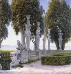 Platz mit Karyatiden im Park der Villa Farnese, Caprarola