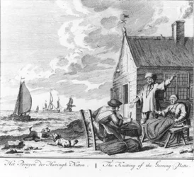 „Das Stricken der Heringsnetze“ (Nr. 2 aus der Serie Heringsfang)