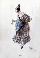 Kostüm der Figur Mimì für die Oper „La Bohème“ von Giacomo Puccini (1858-1924)