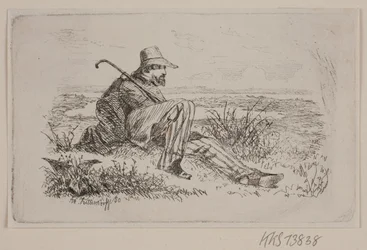 Ein sitzender Wanderer