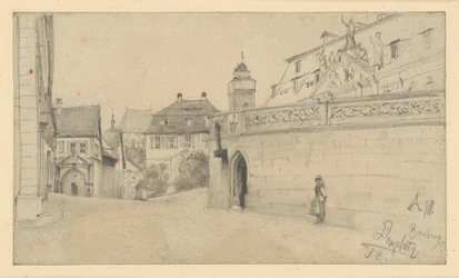Bamberg. Domplatz zwischen Domplatz 1 und Domkranz nach Süden