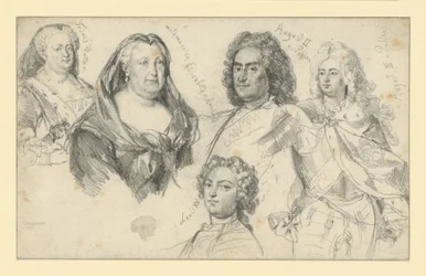 Königin Sophie Dorothea von Preußen, Kaiserin Elisabeth von Russland, König August II. von Polen, König August III. von Polen, Ludwig XV. von Frankreich