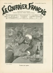 Titelblatt von „Le Courrier français“, Nummer 43, Satirisch in Schwarz-Weiß