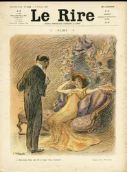 Illustration von Adolphe dit Willette (1857-1926) für das Cover von Le Rire, 09/10/09 - Flirt - Liebe, Mode, Innenarchitektur